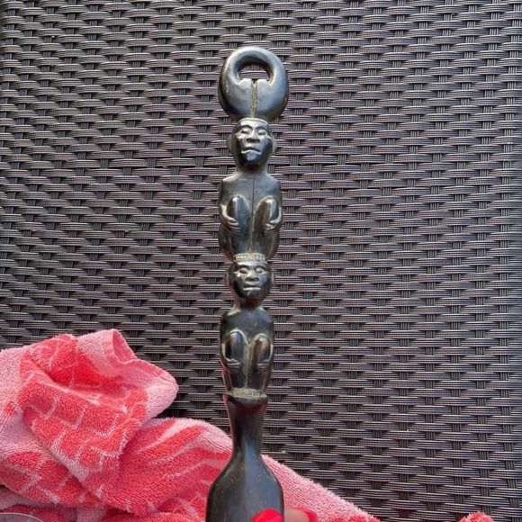 Tribal Wooden spoon and fork Vintage A16 - Picture 2 of 9
